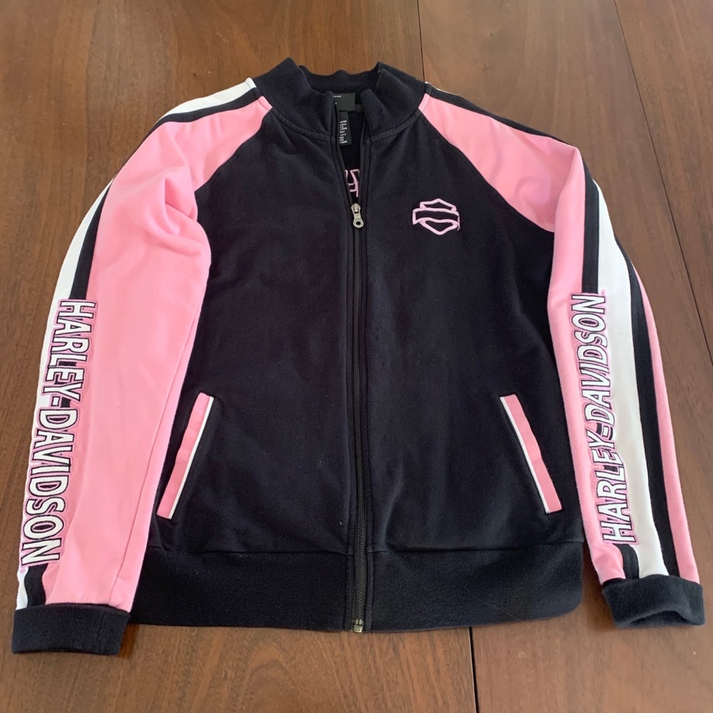 Pink and black Harley Davidson zip up